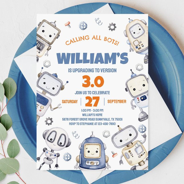 Robot Birthday Invitation (Creator Uploaded)