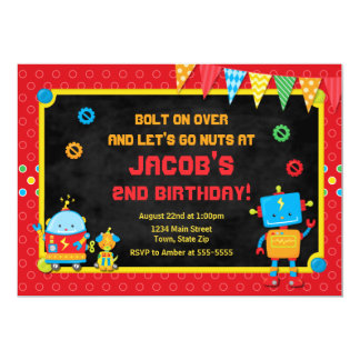 robot birthday invitations