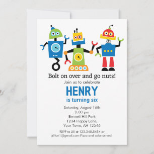 Robot Birthday Invitation robots