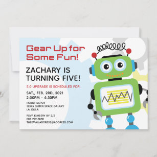Robot Birthday Party Invitation