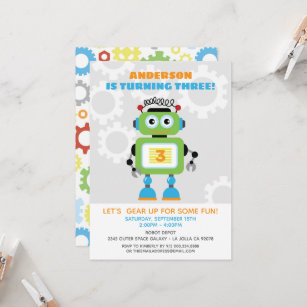 Robot Birthday Party Invitation - Wil•Bot Beep Bop