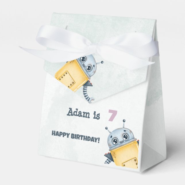 Robot Birthday Party kids  Favor Box (Front Side)