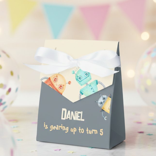 Robot Birthday Party kids  Favor Box (Creator Uploaded)
