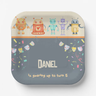 Robot Birthday Party Kids Paper Plate