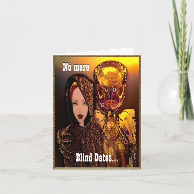 Robot Blind Date Customizable Holiday Card (Front)