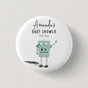 Robot boy Baby Shower  1 Inch Round Button