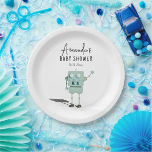 Robot boy Baby Shower  Paper Plate