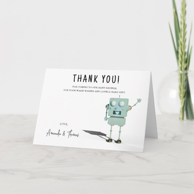 Robot boy Baby Shower - thank you (Front)
