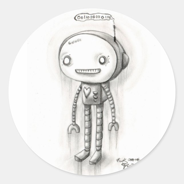Robot Boy Classic Round Sticker (Front)