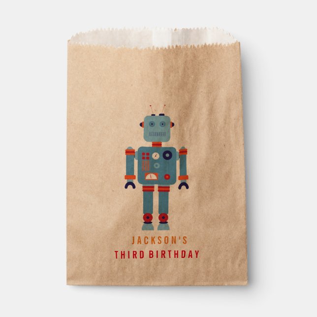 Robot Boy Party Favour paper bag (Front)