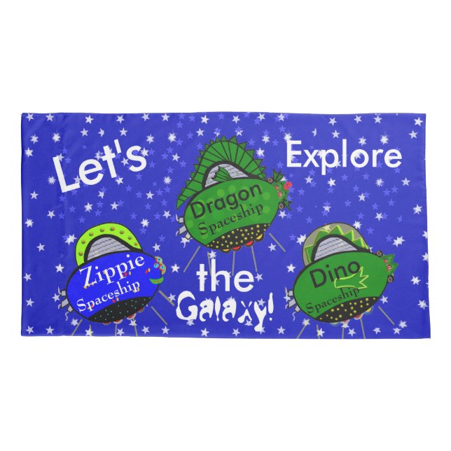 Robot Boy Spaceships Kids King Pillow Cases (Back-Left)