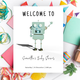 Robot Boy Welcome Baby Shower Poster