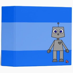 Robot Broken Heart Large Blue Binder