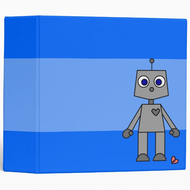 Robot Broken Heart Large Blue Binder (Front/Spine)