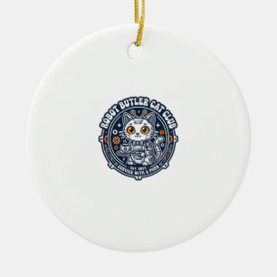 Robot Butler Cat Pet Lover Shirt Art - Robot Butle Ceramic Ornament