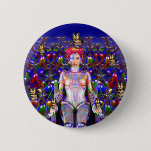 Robot Butterfly 2 Inch Round Button