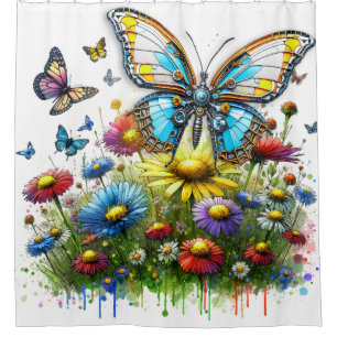 Robot Butterfly and Wildflowers