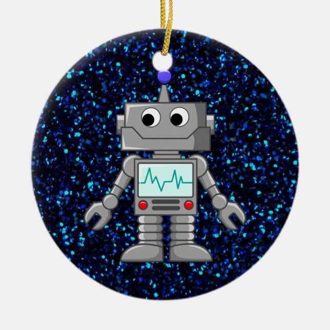 robot cartoon ceramic ornament (Front)