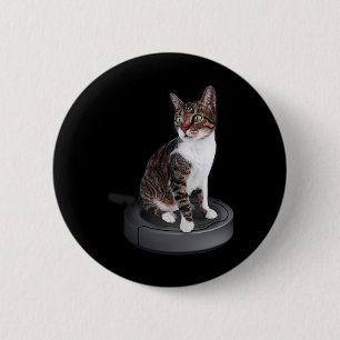 Robot Cat Vacuum Cleaner Feline Animal Cute Cat 2 Inch Round Button