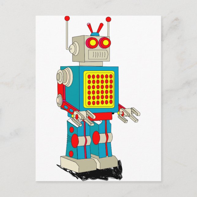 Robot character cartoon postcard (Front)