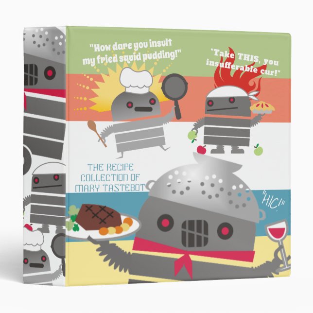 Robot chef party cooking baking recipe binder (Front/Spine)
