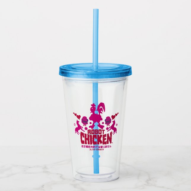 Robot Chicken Nerd Unicorn Graphic Acrylic Tumbler (Front)