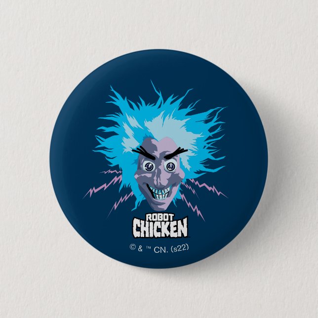 Robot Chicken Scientist Head Graphic 2 Inch Round Button (Front)