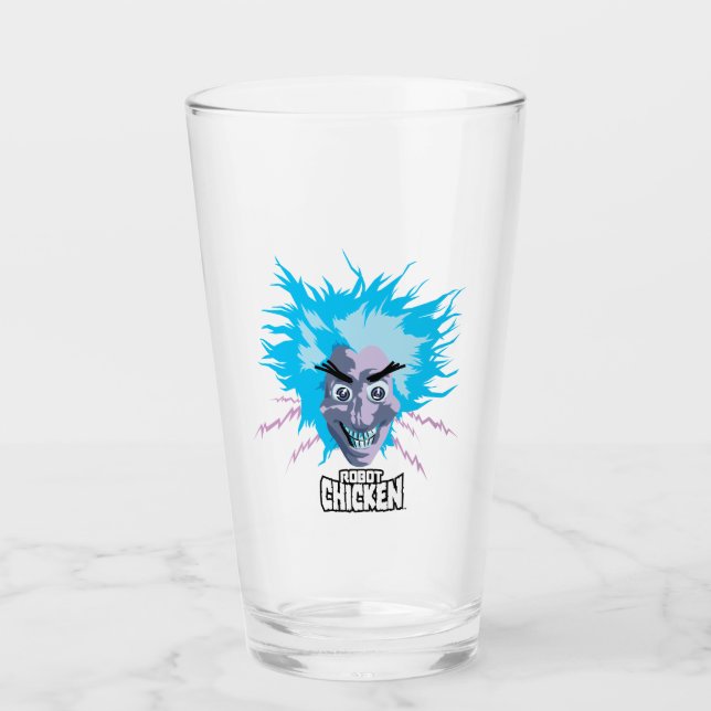Robot Chicken Scientist Head Graphic Glass (Front)