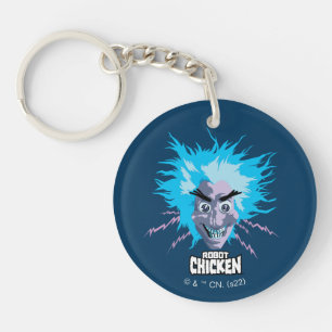 Robot Chicken Scientist Head Graphic Keychain