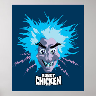 Robot Chicken Scientist Head Graphic Poster