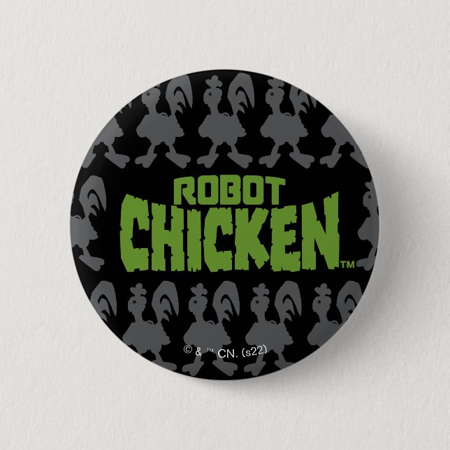 Robot Chicken Silhouette Pattern 2 Inch Round Button (Front)