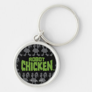 Robot Chicken Silhouette Pattern Keychain