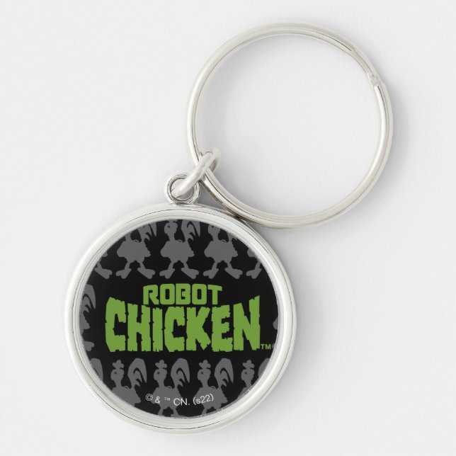 Robot Chicken Silhouette Pattern Keychain (Front)
