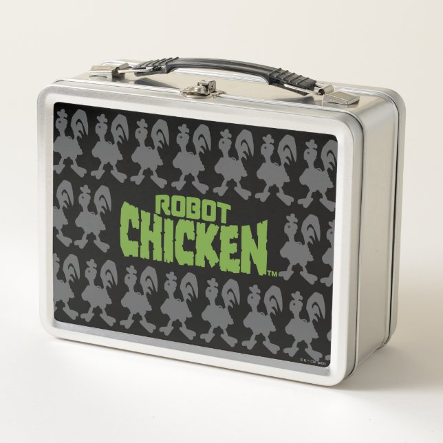 Robot Chicken Silhouette Pattern Metal Lunch Box (Front)