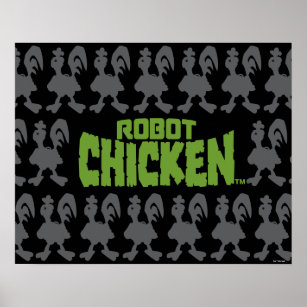 Robot Chicken Silhouette Pattern Poster