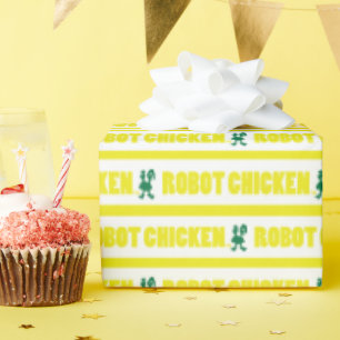 Robot Chicken Stripe Pattern Wrapping Paper