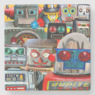 Robot Collage Marble Coasters