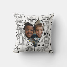 Robot Color-In Photo Cushion