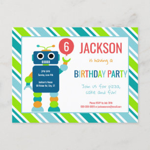 Robot coloré Enfants Anniversaire Invitation Carte