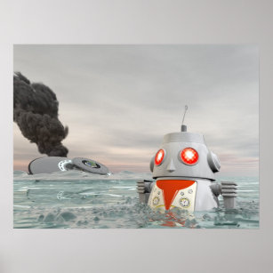 Robot Crash at Sea Poster