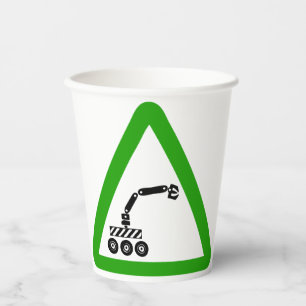 Robot Crossing Warning Sign Paper Cups