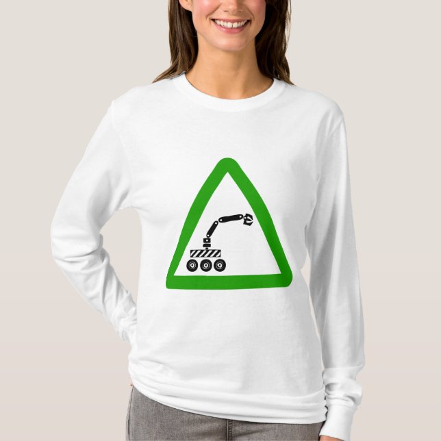 Robot Crossing Warning Sign T-Shirt (Front)