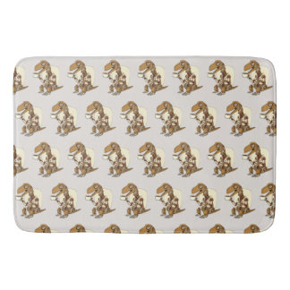 Robot Dinosaur Drinking Coffee Bath Mat