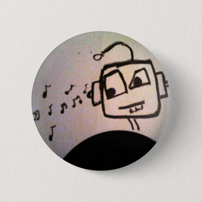 Robot Drawing. 2 Inch Round Button (Front)