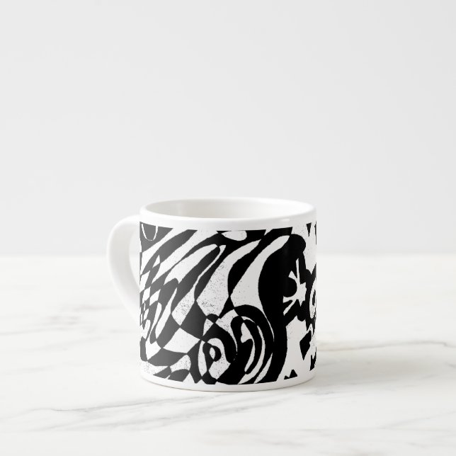 "Robot Dreams" B&W Abstract  Art Espresso Cup (Front Left)