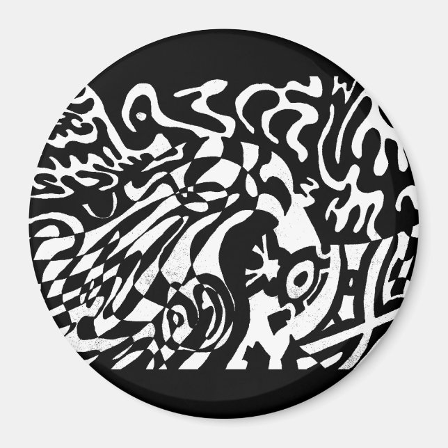 "Robot Dreams" B&W Abstract  Art Magnet (Front)