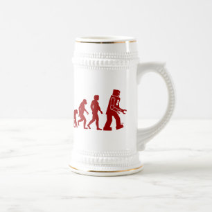 Robot Evolution of man into robot Beer Stein