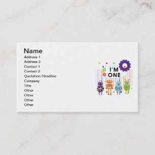 Robot First Birthday Tshirts and Gifts Business Card