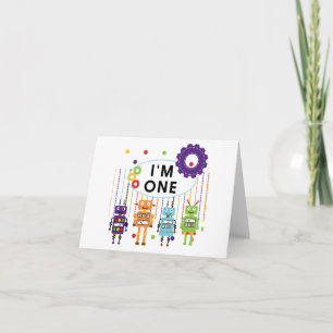 Robot First Birthday Tshirts and Gifts Card