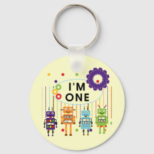 Robot First Birthday Tshirts and Gifts Keychain
